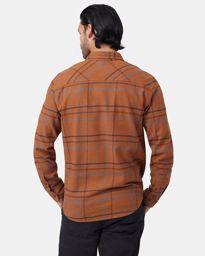 Brown Men's Plaid Flannel Button-Up Shirt