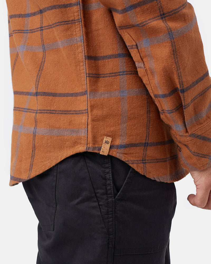 Brown Men's Plaid Flannel Button-Up Shirt