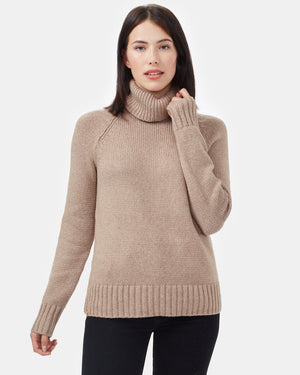 Brown Women's Ribbed Wool Turtleneck