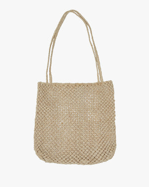 Brown,Beige Reusable Crochet Tote Bag
