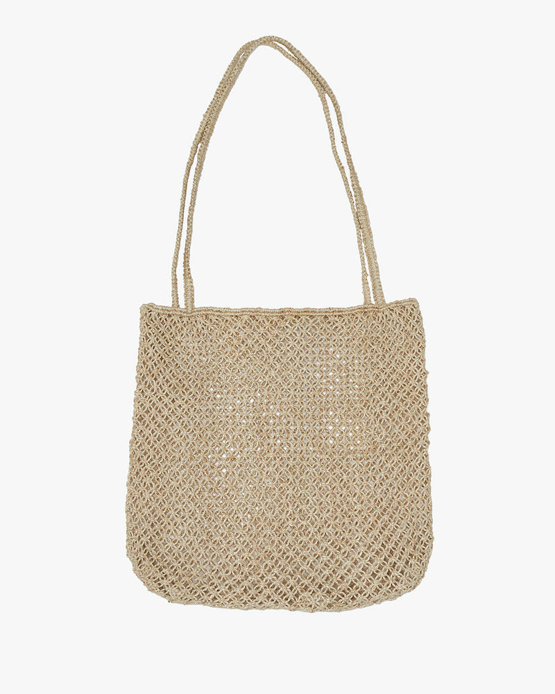 Brown,Beige Reusable Crochet Tote Bag