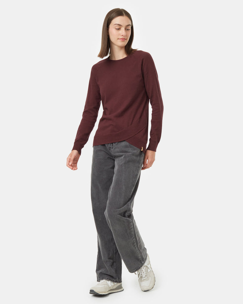 Burgundy-Women_s-Longsleeve-Crossover-Jumper