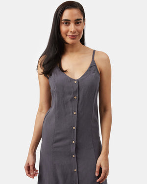 Gray Women's Button V-Neck Tank Dress