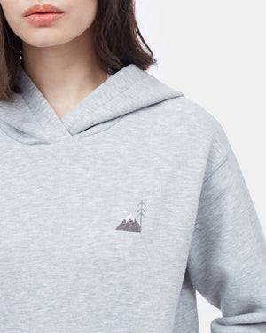 Gray Embroidered Pullover Hoodie