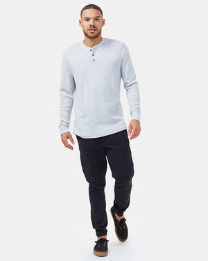 Gray Men's Button Waffle Knit Sweatshirt