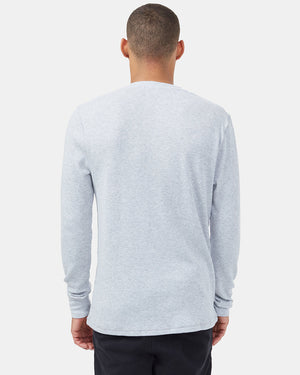 Gray Men's Button Waffle Knit Sweatshirt