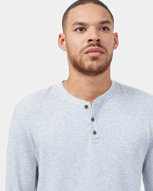 Gray Men's Button Waffle Knit Sweatshirt