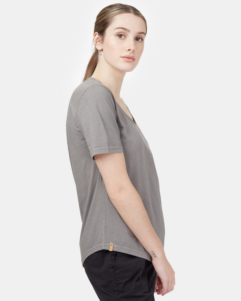 Gray Organic Cotton V Neck T-Shirt
