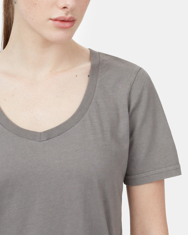 Gray Organic Cotton V Neck T-Shirt