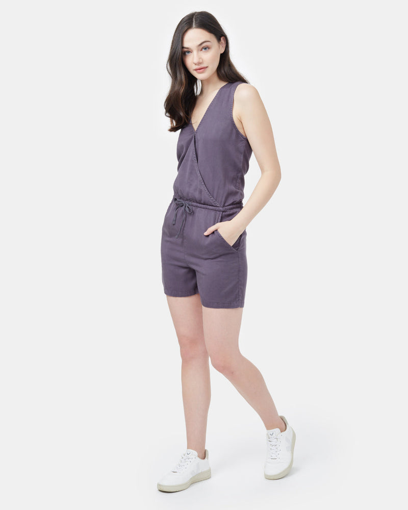 Gray Women's Lightweight V-Neck Romper