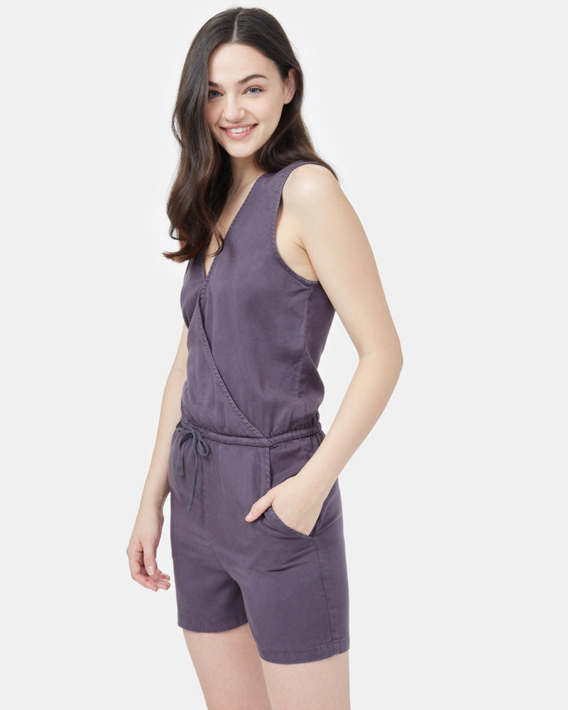 Gray Women's Lightweight V-Neck Romper