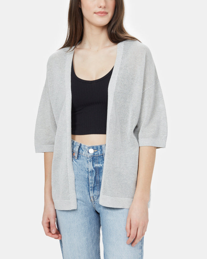 Gray Women's Organic Cotton Knit Cardigan