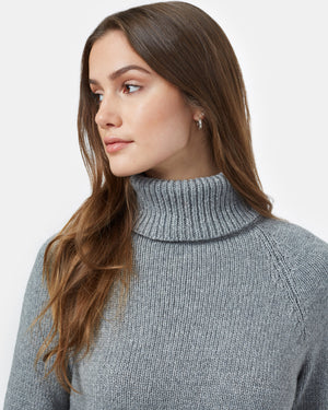 Gray Women's Ribbed Wool Turtleneck