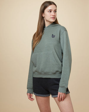 Green Embroidered Pullover Hoodie
