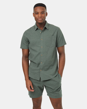 Green-Mens-Hemp-Button-Up-Short-Sleeve-Shirt