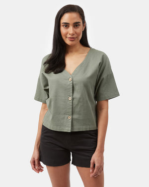 Green Women's Organic Cotton Button-Up