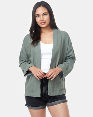 Green Women's Organic Cotton Woven Cardigan