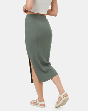 Green-Womens-High-Rise-Midi-Skirt