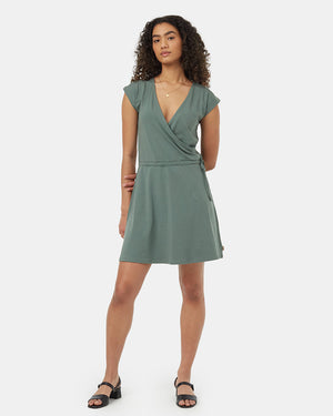 Green-Womens-Knit-Wrap-Dress