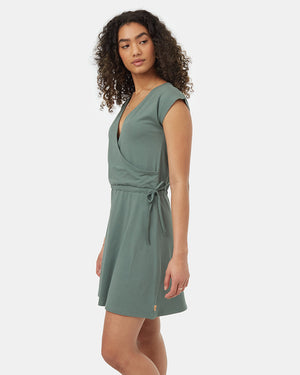 Green-Womens-Knit-Wrap-Dress