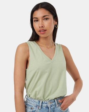 Green-Womens-Recycled-V-Neck-Tank-Top