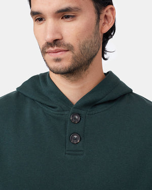 Green Fleece Button Pullover Hoodie