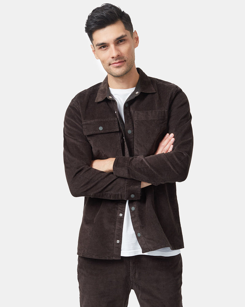 Green Men's Button Up Cordurory Shacket