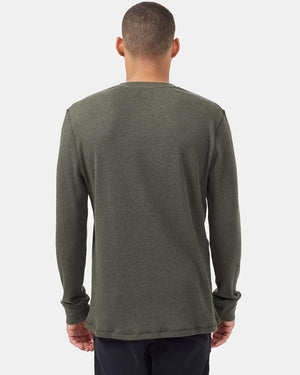 Green Men's Button Waffle Knit Sweatshirt