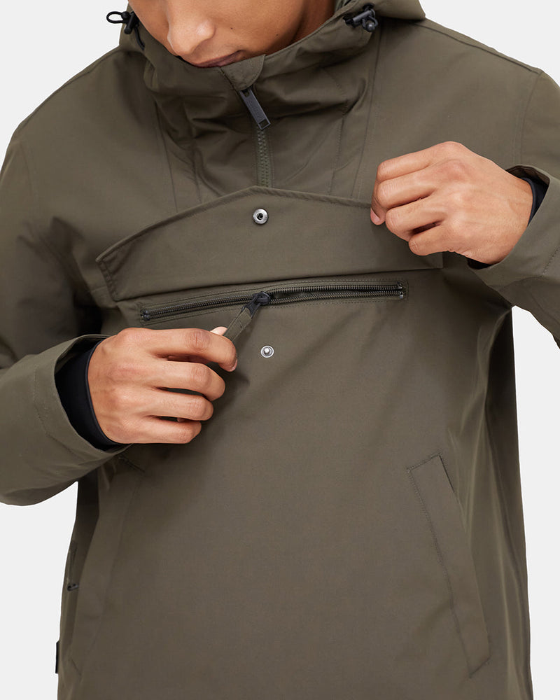 Green Men's Pullover Anorak Rain Jacket