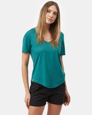 Green V-Neck Short Sleeve T-Shirt