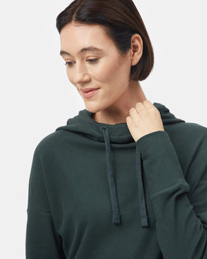 Green Women's Cowl Neck Fleece Hoodie