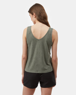 Green Women's Hemp V Neck Tank Top