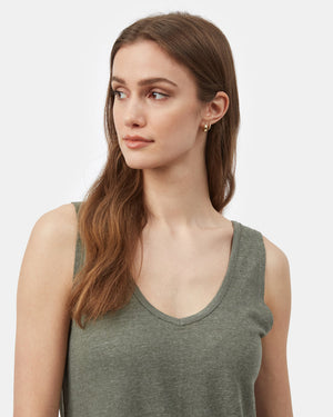 Green Women's Hemp V Neck Tank Top