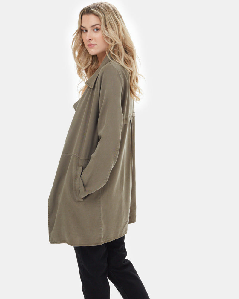 Green Women's Lightweight Mid Length Coat