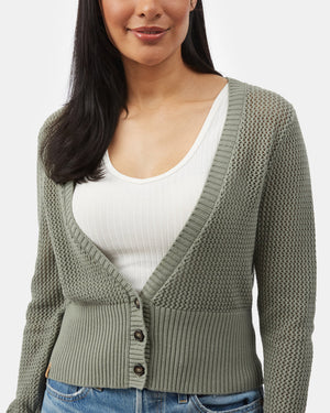 Green Women's Organic Button-Up Cardigan