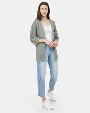 Green Women's Organic Cotton Knit Cardigan