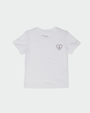 White Kids Embroidery Graphic Tee