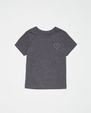 Gray Kids Embroidery Graphic Tee