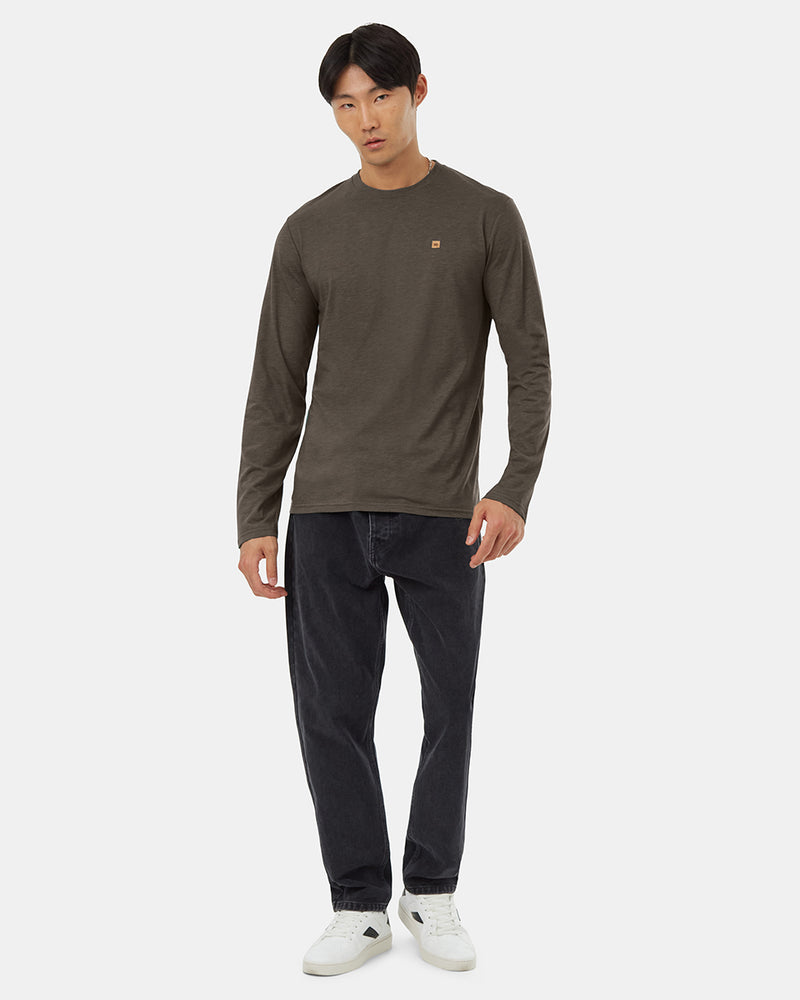 Green Mens Long Sleeve Crew Neck T-shirt-