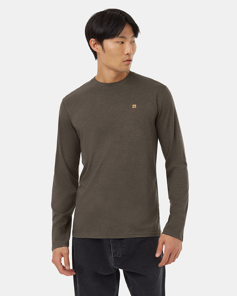Green Mens Long Sleeve Crew Neck T-shirt-
