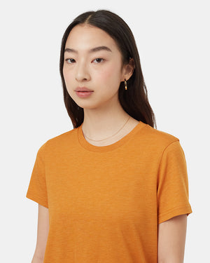 Orange-Recycled-Polyester-Crew-Neck-T-Shirt