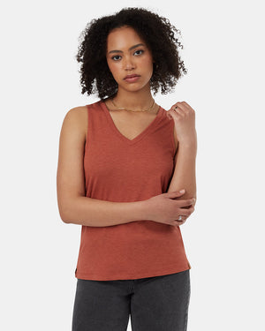 Orange-Womens-Recycled-V-Neck-Tank-Top