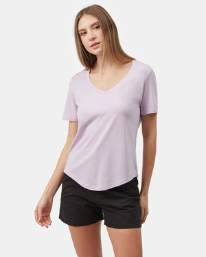 Purple V-Neck Short Sleeve T-Shirt