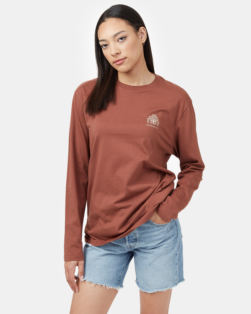 Red Organic Cotton Oversized Long Sleeve Top