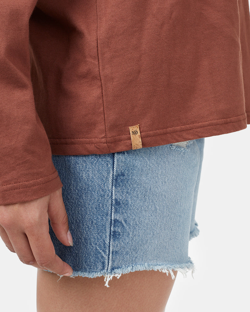 Red Organic Cotton Oversized Long Sleeve Top