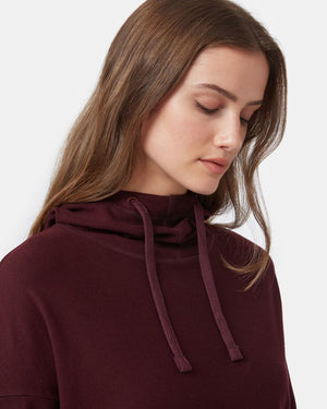 Red Women's Cowl Neck Fleece Hoodie