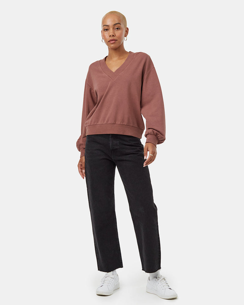 red_cotton_v_neck_sweatshirt_womens