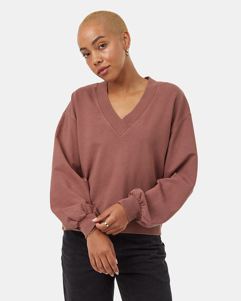 red_cotton_v_neck_sweatshirt_womens