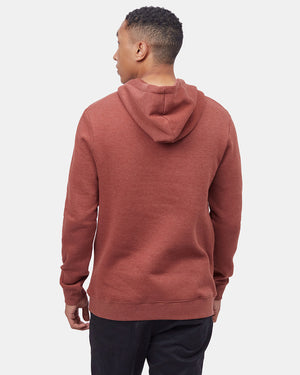 Red Embroidered Graphic Hooded Pullover