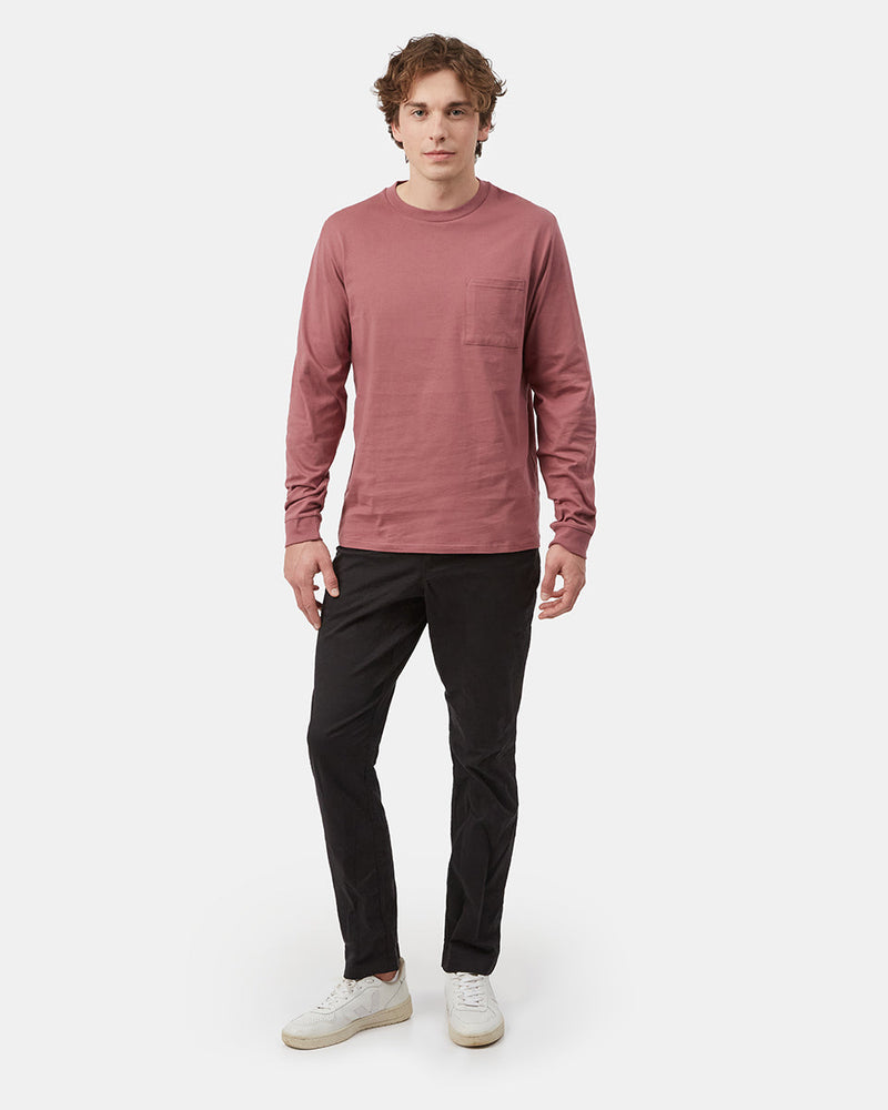 Red Men's Organic Cotton Pocket Long Sleeve Top